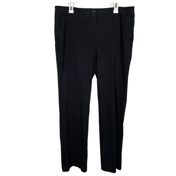 Talbots Luxe Italian Knit Flared Leg Pants Size 14W Black Stretch Button Career - Picture 2 of 10